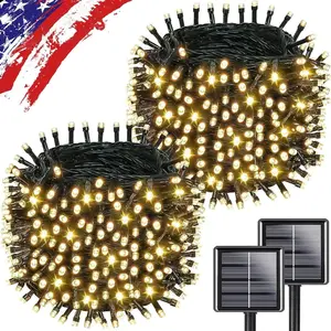 Upgrade Solar String Lights for Outside 2 Pack Total 180FT 500LED String Lights Outdoor with 8 Modes, IP65  Outdoor Solar Twinkle Lights, Garden Tree Party Christmas Decorations, Warm White