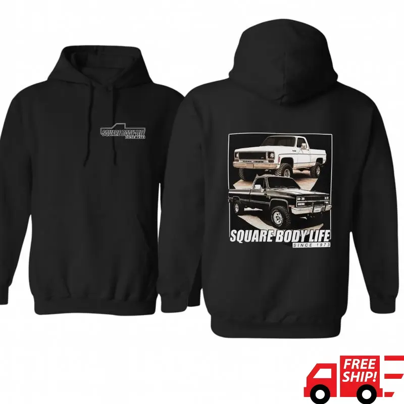 🛻 [Graphic Hoodie] Square Body Life Hoodie, Vintage Chevy Truck Sweatshirt, Classic Pickup Pullover, Retro Car Enthusiast Gift, Muscle Truck Hoodie, Off-Road Style.Unisex - Menswear, Streetwear.Men's Tops - Hoodies & Sweatshirts - Men's Hoodies
