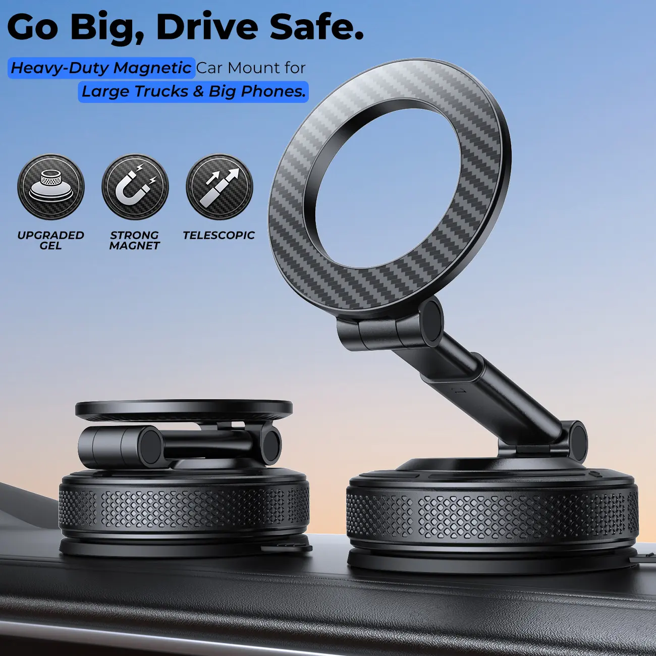 JONONSER Suction Cup Phone Car Navigation Mount, Foldable Magnetic Holder Compatible with MagSafe iPhone 17 16 15 14 13 Pro Max, Removable Portable Dashboard Desk Stand Fits Trucks SUVs Tesla