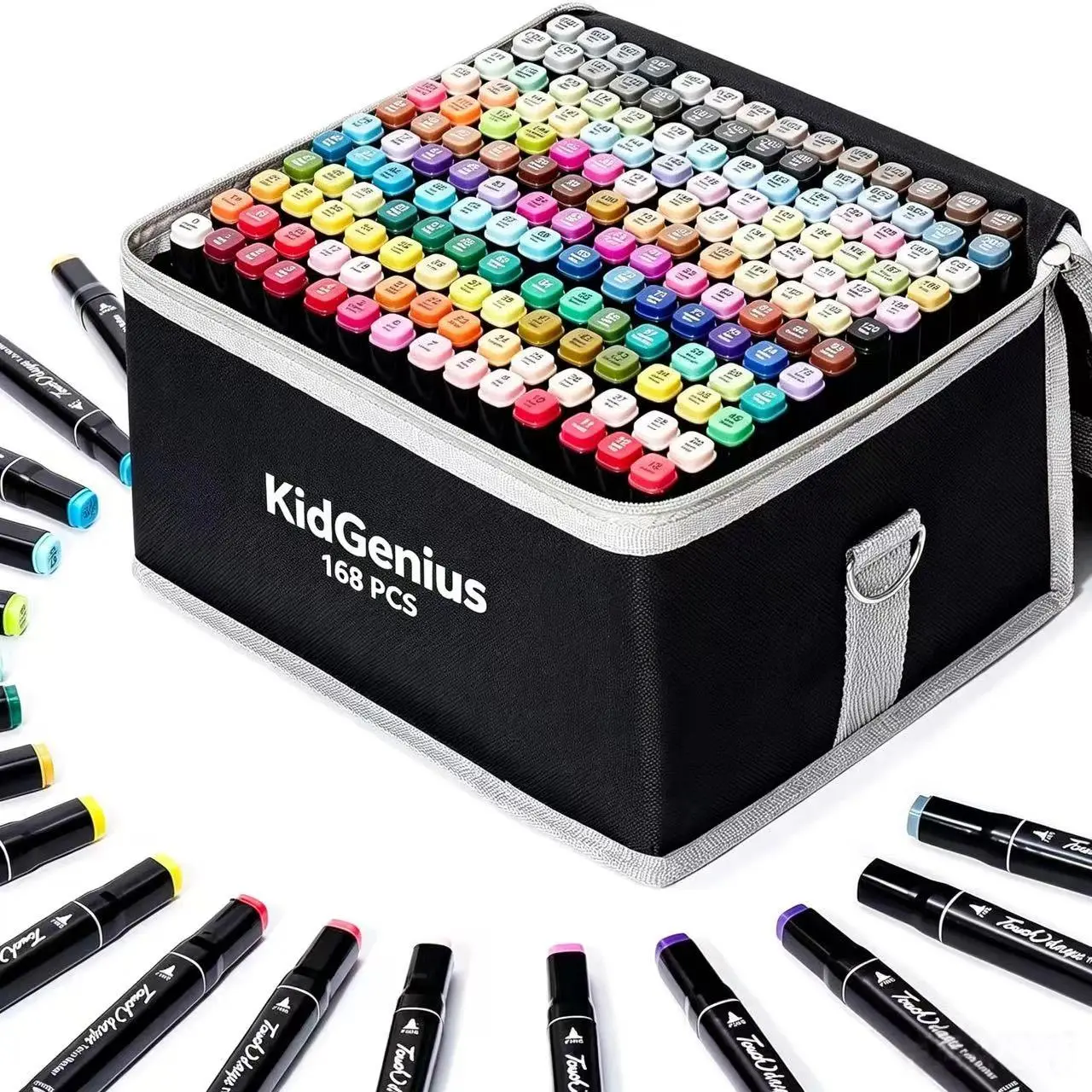 KIDGENIUS Dual Tip Paint Marker Set (262/168/120 PCS), Fine & Brush Tip Permanent Paint Pens, Waterproof Durable Multi-Surface Art Supplies for Stone, Wood, Canvas & DIY Crafts, Ideal for Teachers, Artists, Interior Design & Architecture Projects