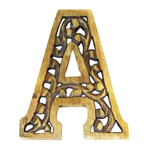 Heritage Carved Mango Wood Letter(A to Z) with Dark Highlights