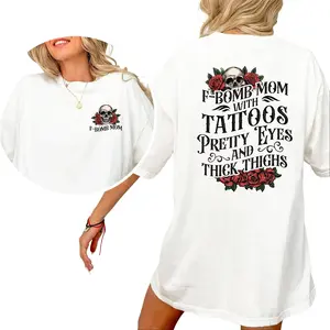 Gothic F-Bomb Mom Shirt, Tattoos Pretty Eyes and Thick Thighs Mama T-shirt, Tatted Moms Club Graphic Tee, Gift For Mom