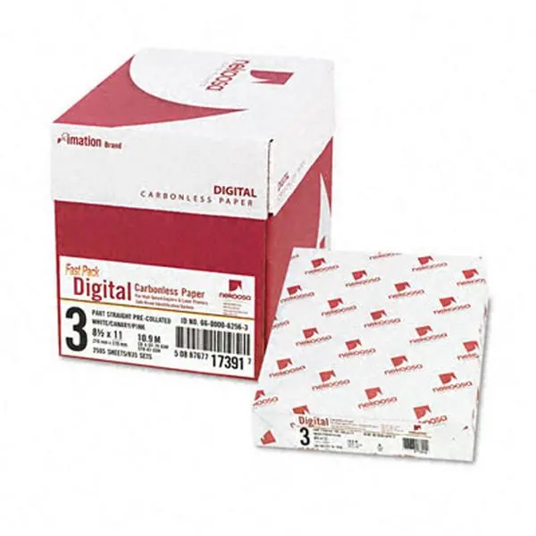 Nekosa 17391 Digital Carbonless Paper Straight Letter Three Colors 2500 Sheets per Carton