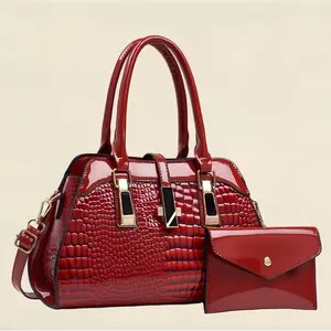 Fashion Zipper Tote Bag for  with Double Top Handle Crocodile Pattern Shoulder Purses for  Large Capacity Satchel Handbags for  with Crossbody Strap and Wallet Sets for Shopping Office Travel quality woman