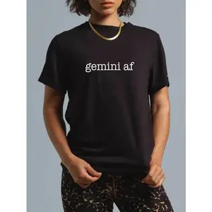 Women's 100% Cotton Soft Round Neck Shortsleeve T-Shirt - Classic Loose Fit Top, Gemini AF June Birthday Zodiac Pride Astrology Streetwear Clothes
