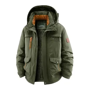 Men's Winter Thick Fleece Jacket with Hat, Windproof Waterproof Warm Casual Outerwear, Fashionable Comfort Design for Cold Weather