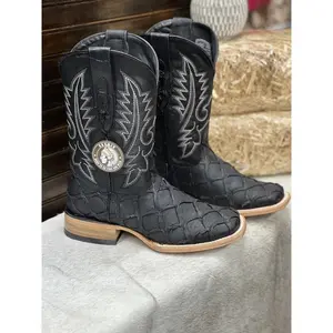 Men CowBoy Boots Black moor