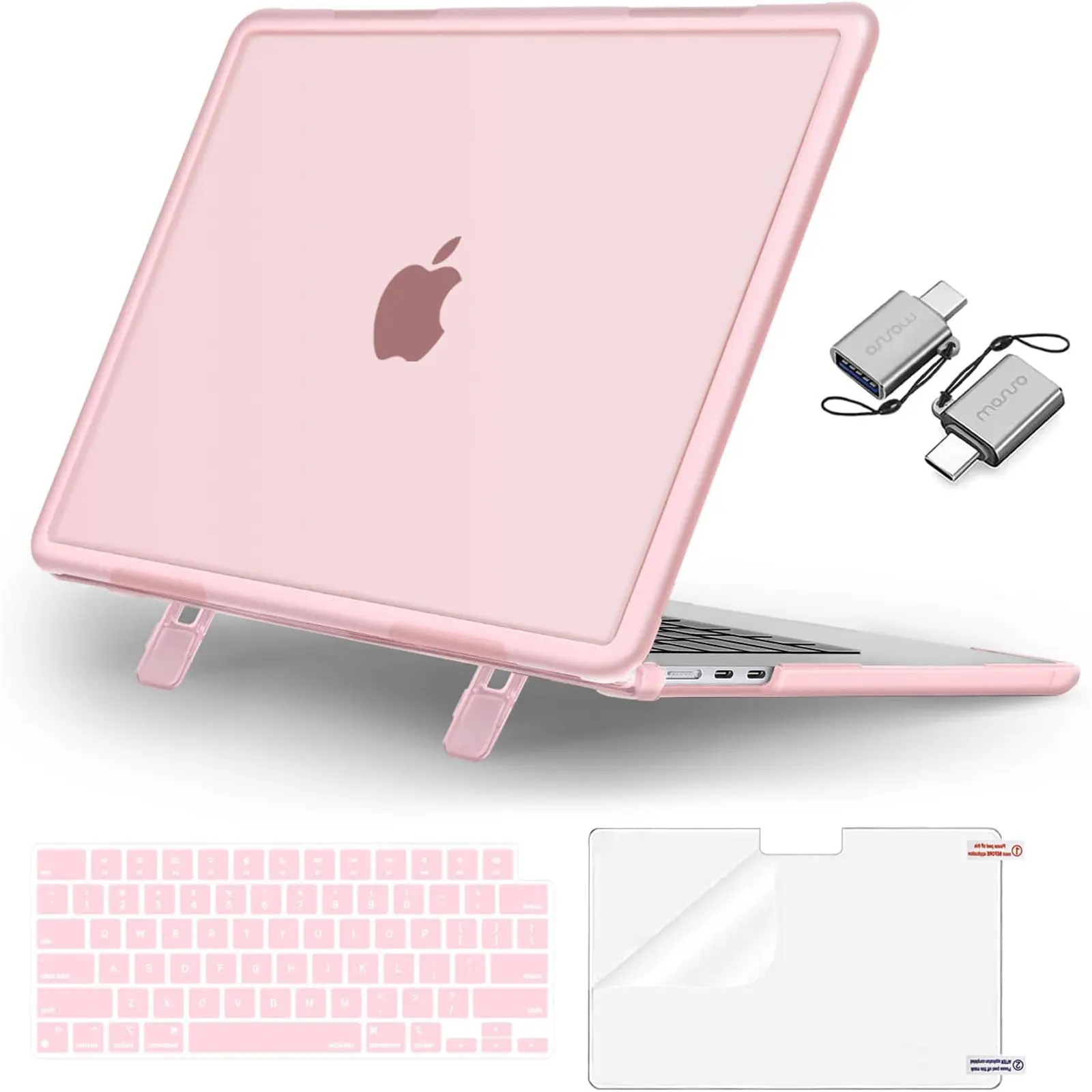 MOSISO Matte Case Compatible with MacBook Air 15 inch M5 2026 M4 2025 M3 M2 2024 2023 A3448 A3241 A3114 A2941,Shock-Resistant Hard Case with Fold Kickstand&Keyboard Cover&ScreenFilm&Type C, School, Office, Usb-C, Flexible, Water Resistant, Solid, Tpu Shel