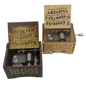 Stranger Music Box Things Kids Windup Hand Crank Wood Muiscal Box for Birthday Christmas gift