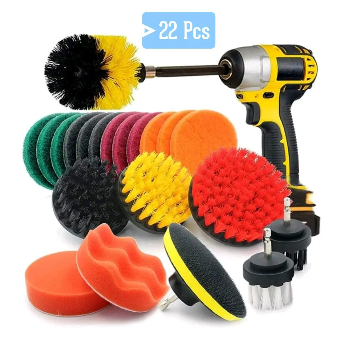 22 Piece Reusable Non-scratch Brushes/Scouring Pads/Sponges Cleaning kit.
