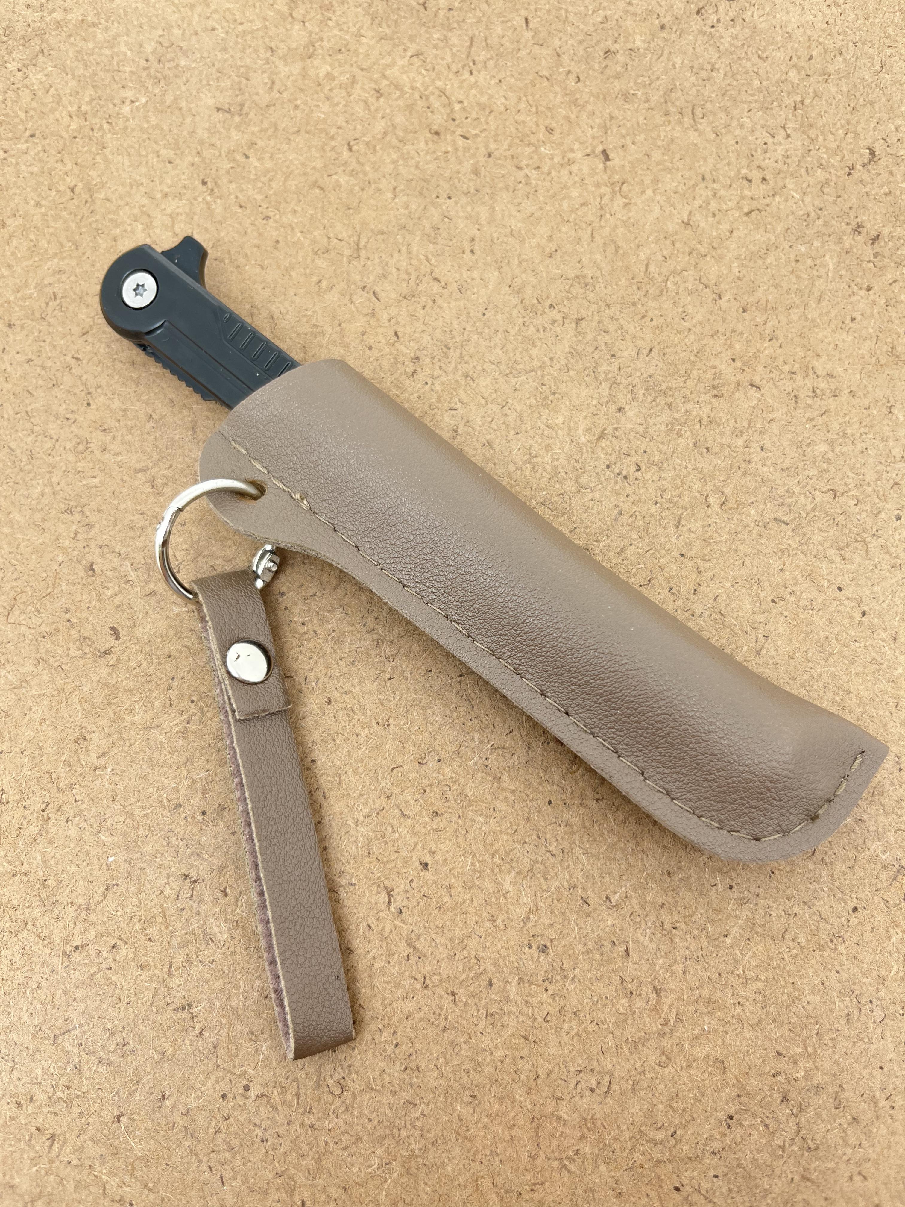 Slim folding knife with leather sheath, EDC tool, outdoor knife, suitable for camping, kitchen, peeling