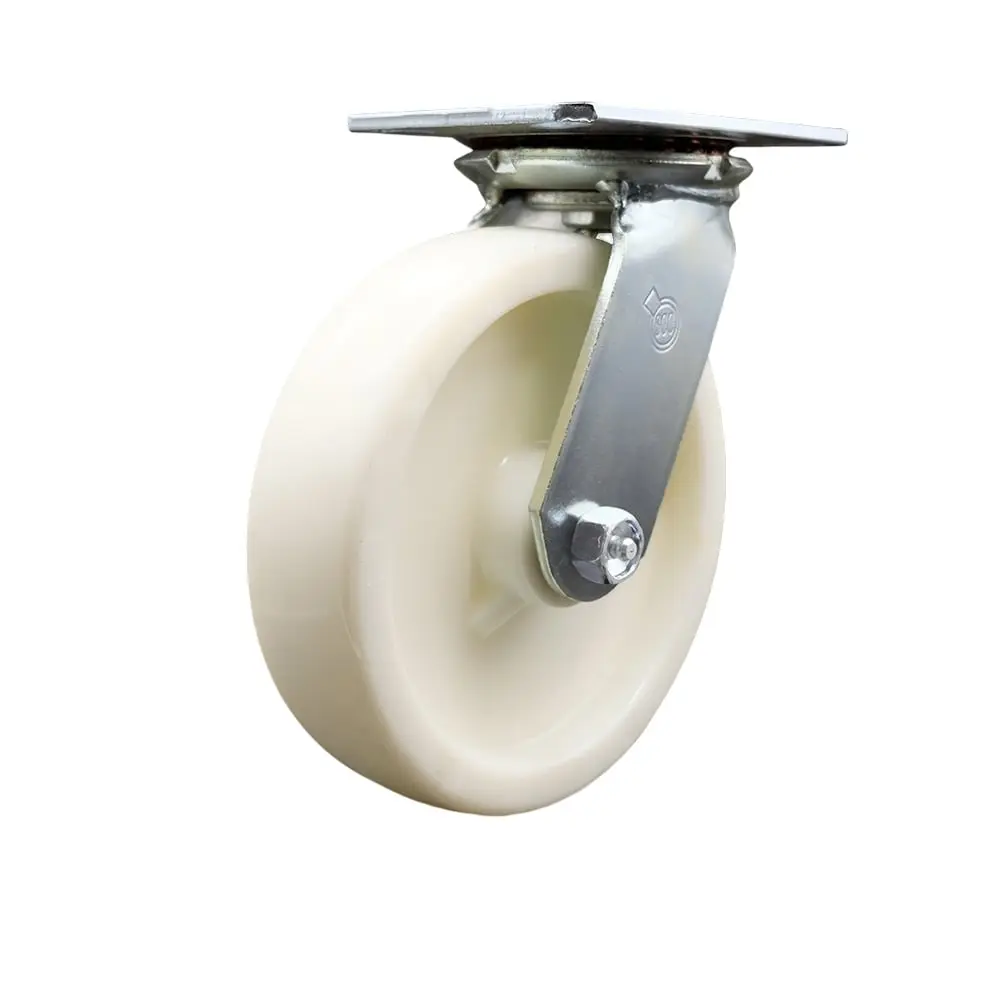 Service Caster SCC-35S820-NYB Heavy Duty Plate-Mount Nylon Swivel Caster, Maintenance-Free Bearings, 8x2 in. White Wheel, 1250lb Capacity, Chemical Resistant, for Carts/Equipment, Chemical Resis.