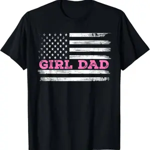 [100% Cotton] [100% Cotton] Girl Dad Father'S Day Dad Daughter, Dad Of Girls Outnumbered T-Shirt Adult Men'S Loose And Comfortable Cotton T-Shirt For Men And Women