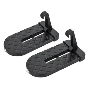 Nilight Car Door Step for Roof Access Universal Car Step Hook for Roof SUV Trucks Folding Aluminum Alloy Vehicle Door Latch Step Pedal With Glass Breaker Safety Hammer, Max Load 400lbs, 2 Pack Black