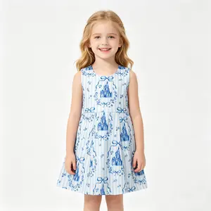 Baby Girls Blue Castle Back Twist Bows Athletic Active Swim Wear Shorts Inside Tennis Stretchy Soft Yoga Dresses