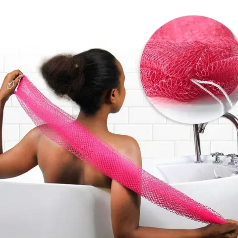 African Exfoliating Net Sponge - Ethically Sourced from Nigeria Body Skin Scrubber, Long Loofah, Sponge & Pouf for Bath & Shower Smooth Skin Care, African Net Sponge