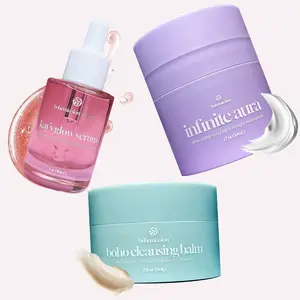 Bohemia Skin System - Boho Cleansing Balm, Kay's Glow Serum, Infinite Aura - 3 Steps to Glassy Glow-Up Skin Brightening Hyaluronic Acid Moisturizing Combo Set