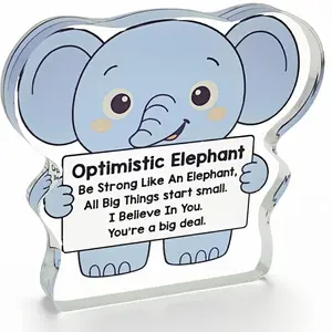 Cute Elephant Gifts for Men & Women, Inspirational Birthday Graduation Presents for Daughter Son Him Her, Fun Acrylic Elephant Office Gift