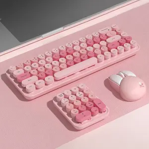 Mofii 3-in-1 Keyboard & Mouse Combo - Gradient Pink, Wireless 2.4G Connection, Compact & Portable, Separate Numeric Keypad, Compatible with Desktops & Laptops, US QWERTY Layout (Battery Not Included)