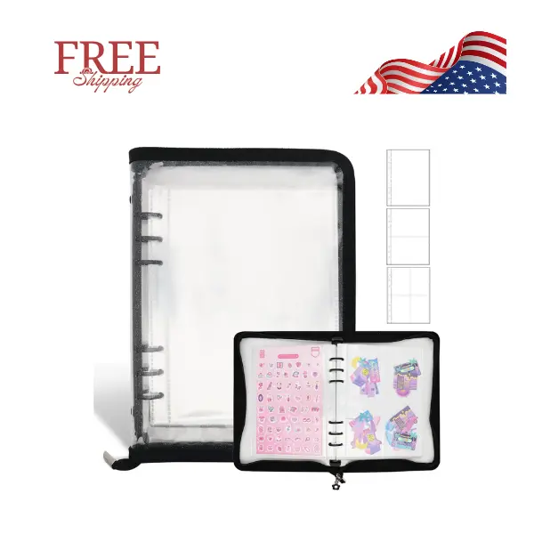 Sticker Storage Organizer Binder A5 Sticker Book Collecting Album Reusable Sticker Collection Book black