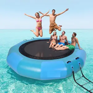 Inflatable Floating Dock, PVC Water Trampoline Hammock with 4-Step Rope Ladder and Electric Pump, Floating Platform for Pool Lake Ocean