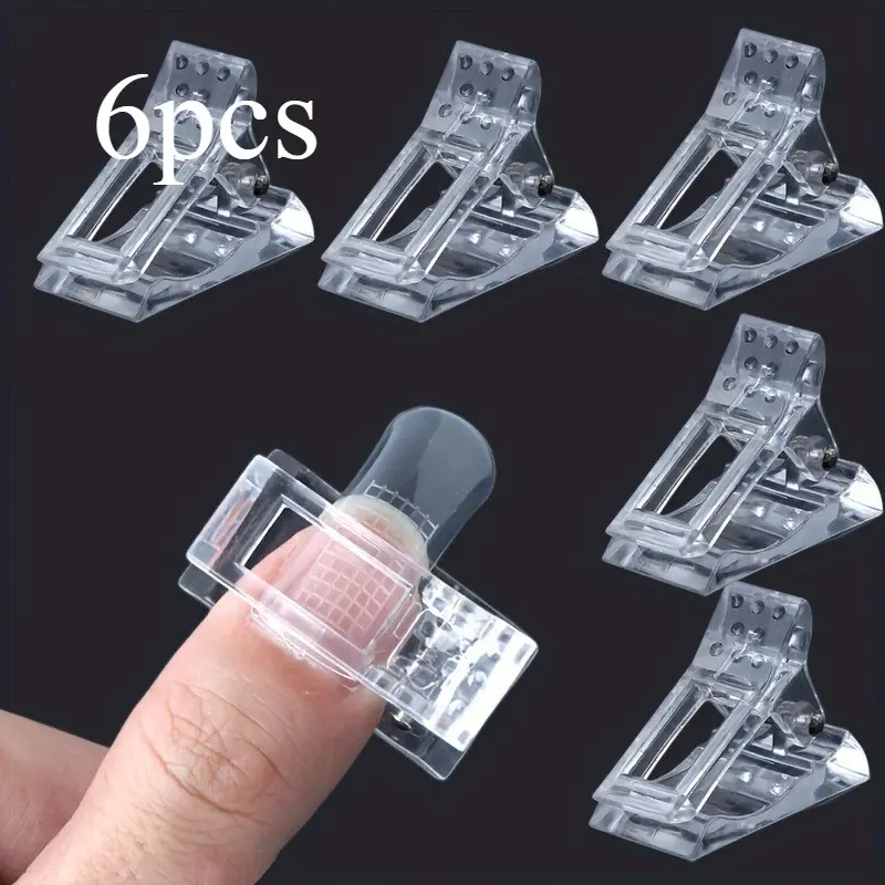 6pcs Nail Gel Extension Clamps, Professional Manicure Tools, Easy-To-Use Nail Art Shaping Clips, Perfect for All Seasons