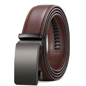 Male Premium Cow Hide Leather Belt with Automatic Buckle - Adjustable Fit, Packaged in a Luxury Gift Box