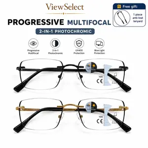 ViewSelect Progressive Multifocal Photochromic Reading Glasses for Women & Men, Blue Light Blocking Smart Readers, UV Protection Light Adaptive Eyewear for Near Mid Far Vision, Lightweight, Multi-Focal Non-Prescription Glasses