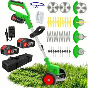Cordless Weed Wacker Electric Eater  , 3 in 1 Lightweight Portable Stringless Weed Trimmer 21V x 2  Operated, Grass Trimmer/Brush /Lawn Edger with Wheels for Garden Yard