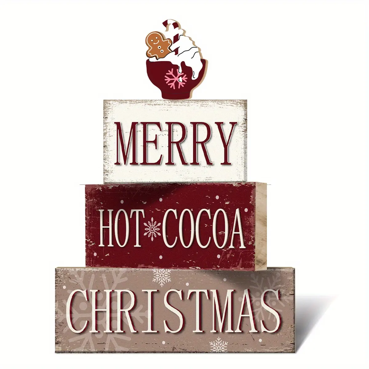 4pcs Christmas Wooden Desktop Signs, Exquisite and Cute Decorations for Farmhouse Bedroom, Kitchen & Dining Tabletop Suitable as Gifts for Christmas, Thanksgiving & Birthdays Home Decor Products