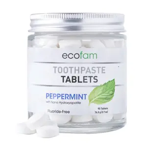 EcoFam Toothpaste Tablets for Healthy Teeth & Fresh Breath Sustainable, Plastic-Free Toothpaste with Calcium Bentonite Clay Vegan-Friendly Travel-Friendly