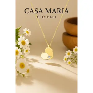 L’Amore Puro Pendant Necklace - 14K Gold Origami Heart – Lab-Grown Diamond - Casa Maria Gioielli