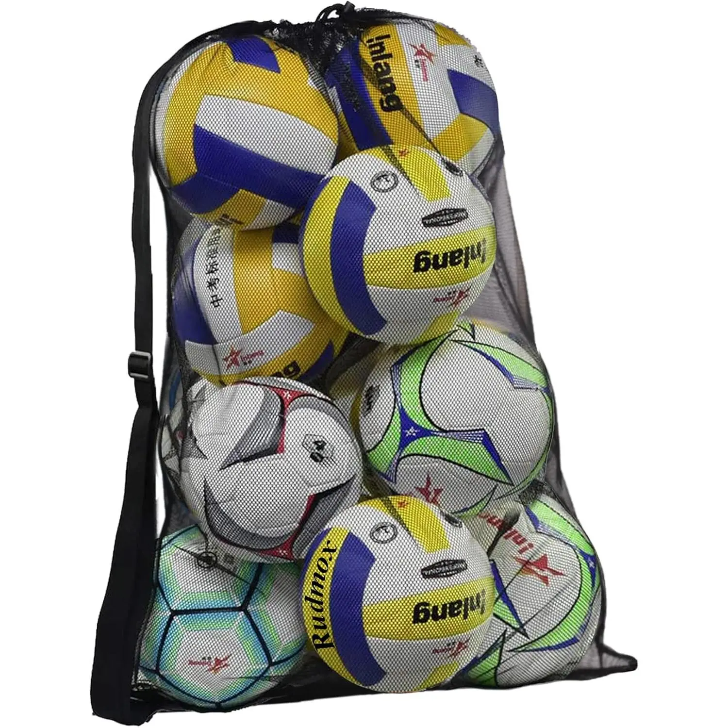 Heavy Duty Mesh Ball Bag, Drawstring Sport Equipment Storage Bag for Basketball, Soccer, Sports Beach and Swimming Gears with Adjustable Shoulder Strap Outdoor Organizer