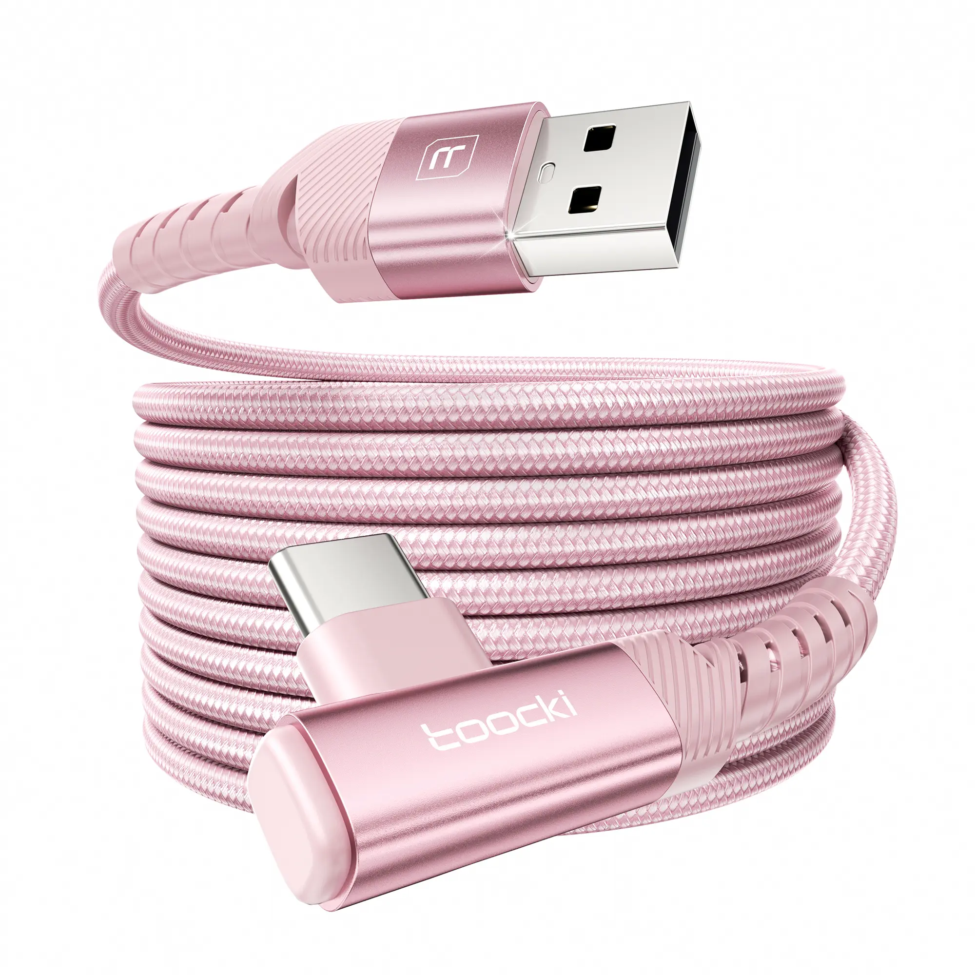 Toocki USB-A to USB-C Charging Cable (10ft, 2-pack), Right-Angle Fast Charging USB-C to USB-C Data Cable, Durable Mobile Phone Accessory for iPhone 15 Pro Max/Plus/MacBook Air/Samsung S23 Ultra, Gaming Use,Back to School
