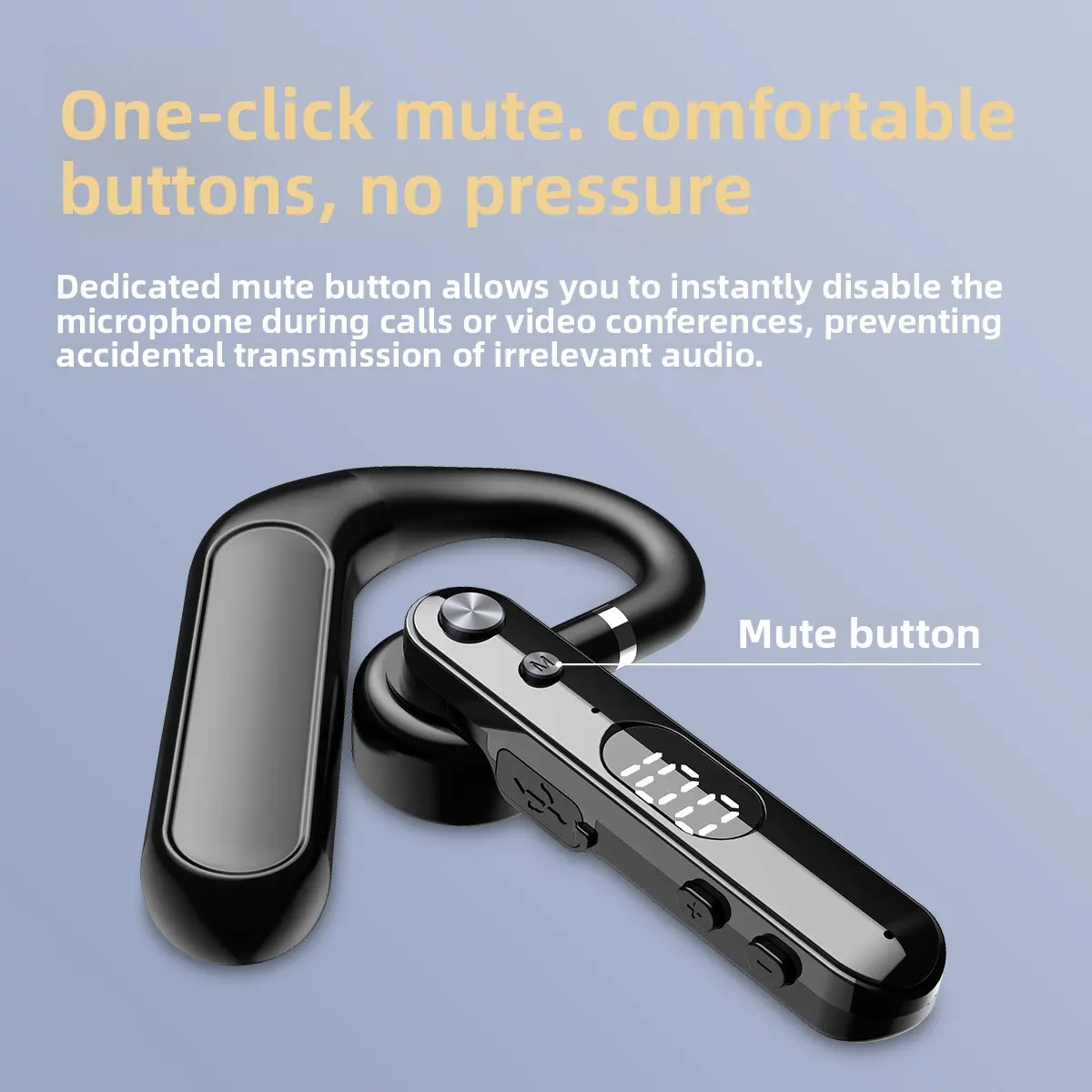 Single-ear wireless Bluetooth headset, noise-cancelling, ultra-long standby, v6.0, non-in-ear, over-ear gaming, low latency, retro style