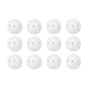 A set of 12 hollow plastic baseball-style balls: lightweight and durable practice balls, ideal for pickleball matches and training, and suitable for indoor and outdoor play. Perfect for beginners, children, adults and family activities.