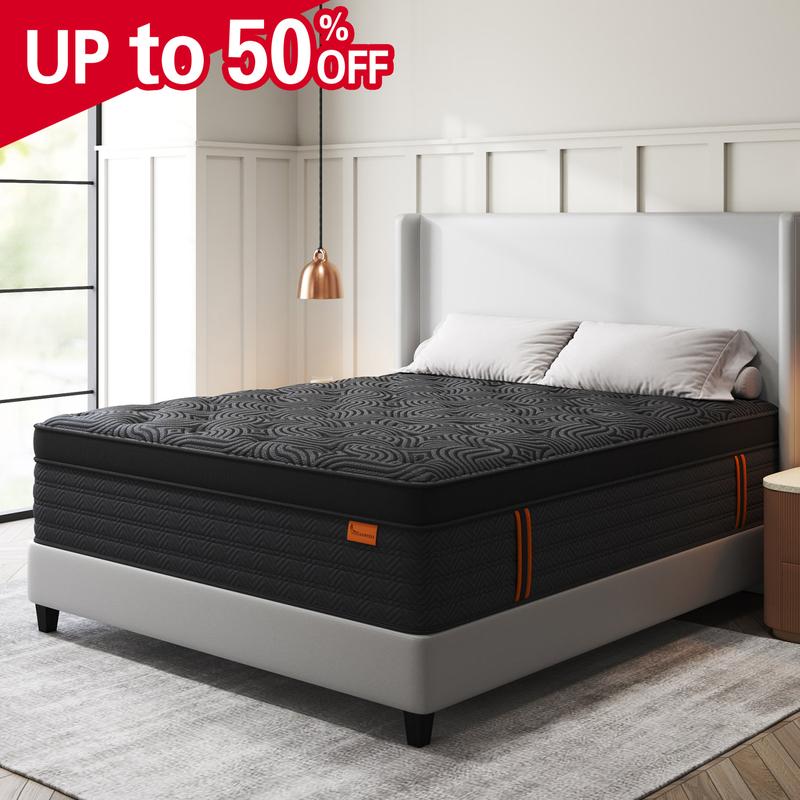 9"12"14" Gel Memory Foam Hybrid Pocket Spring Twin Full Queen King Mattress In A Box, Euro Top Mattresses Medium Firm For Motion Isolation, Edge Support
