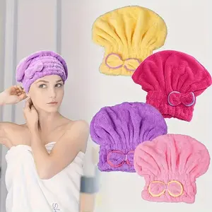 Women's Quick-Dry Shower Caps Set, Hair Cap, Elegant Bow Design, Super Absorbent Towels, Fast Drying Essential, Bathroom Accessories, Soft Texture