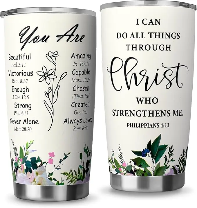Christian Gifts for Women-Stainless Steel 20oz Tumbler Inspirational Religious Present-Faith Jesus God Bible Verse Gift
