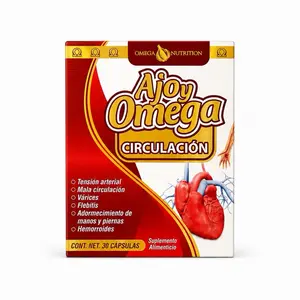 Ajoy Omega Circulación Supplement Capsules for Blood Flow & Vein Support with Herbal Blend – 60 Capsules