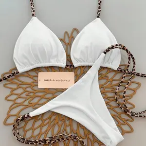 Women'S Fashion Two-Piece Bikini Swimsuit with LeopardPrint Tie, Beach Vacation Set Suitable for Beach Vacation