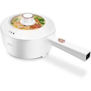2L Multifunctional Portable Cooking Pot, 1000W Rapid Noodles Electric, Non-Stick Frying Pans for Steak, Egg, Ramen, Oatmeal With Dual Power Adjustment