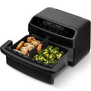 COSORI TWINFRY Double Air Fryer, 9 Qt, Dual & Large Capacity in One With Removable Divider, PFAS-Free Ceramic Coating, Easy Cleaning & Dishwasher-Safe, 6-in-1, Sync & Match Functions. Set Once. Done Together