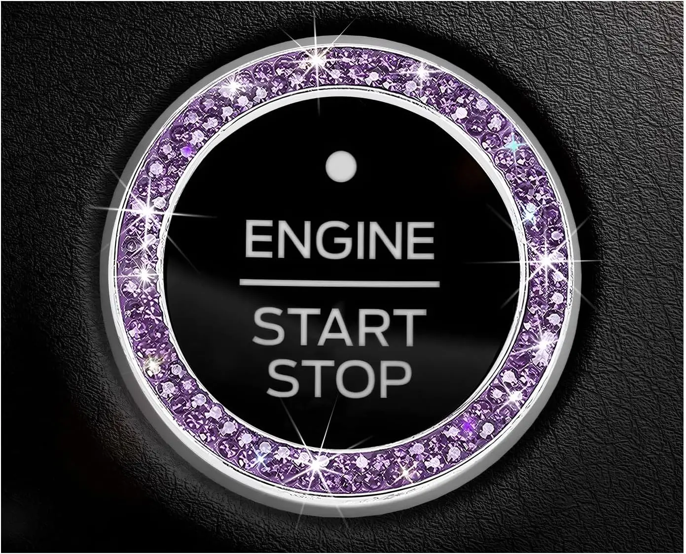 Car Bling Engine Start Ring Decal, Sparkling Rhinestone Car Push to Start Button Sticker, One-Touch Key Ignition Knob Ring Vehicle Decorative Accessories for Women Girls (Purple)