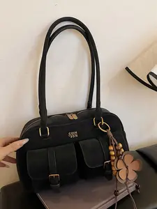 Personality lazy  fashion  simplicity leisure commuting one-shoulder messenger bag, niche classic double-handle one-shoulder underarm bag, simple exquisite versatile Crossbody Bag, Pu Tote Satchel for student party commuting, shopping and so on.