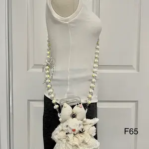 Handmade phone back clip - crossbody strap Hand painted beads with dolls toy adjustable style for phone,bag,keychain,bag charm