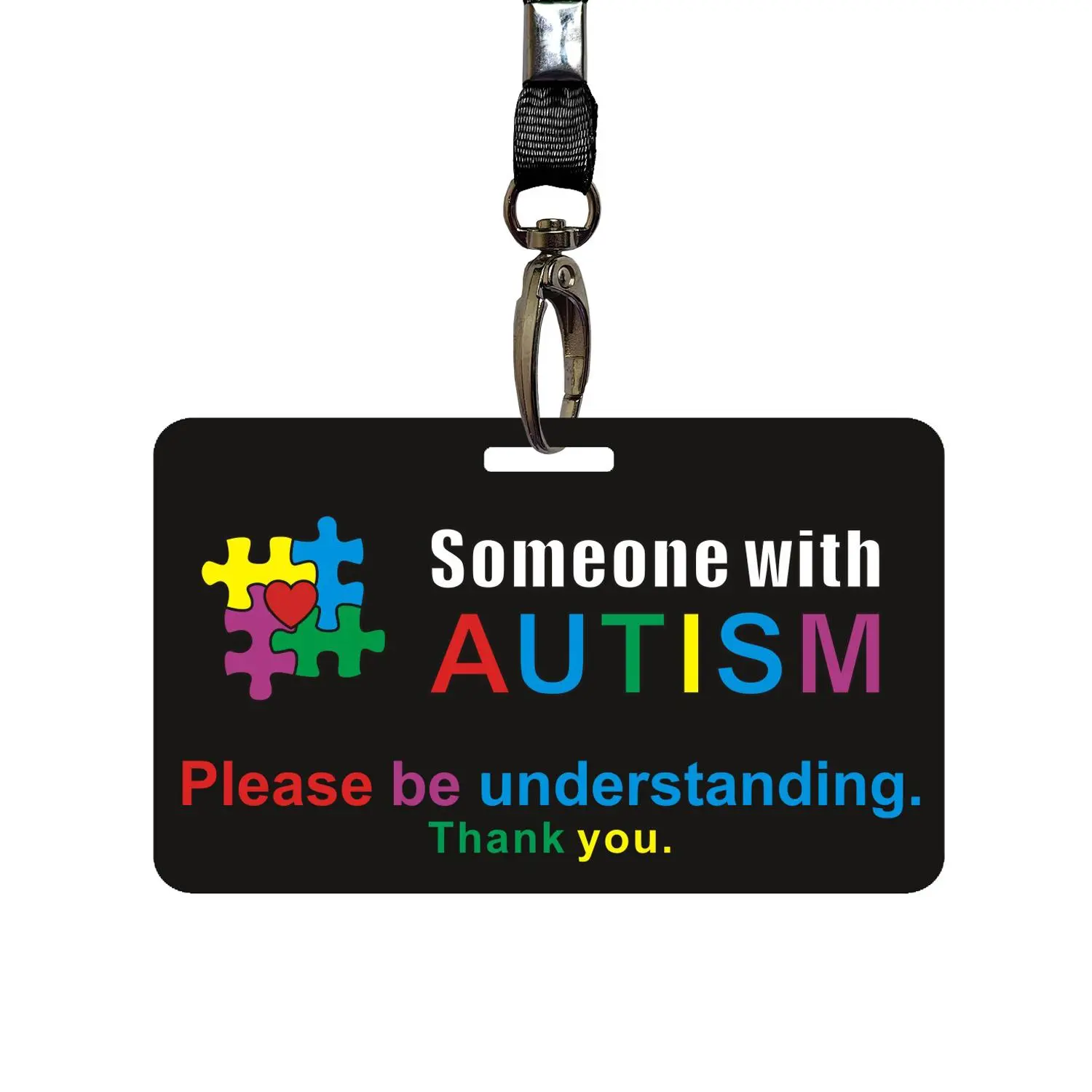 Autism Awareness Card with Keychain, 1 Count Warm Reminder Understanding Autism Awareness Card, Waterproof Thank You Card for Autism Person, Daily Use, Supportive Gesture, Pvc, Keychain Included