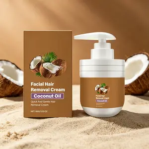 Painless Facial Hair Removal – Coconut Oil Cream 100g – Quick & Gentle Face Hair Remover – Removes Upper Lip, Chin & Sideburn Hair – Smooth, Soft & Soothing – Natural Formula for Sensitive Skin