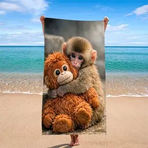Small Monkey Beach Towel, Summer Home Decor, Perfect for Travel, Yoga, Camping, Swimming, Vacation Essential Gift, Pool Towel Camp