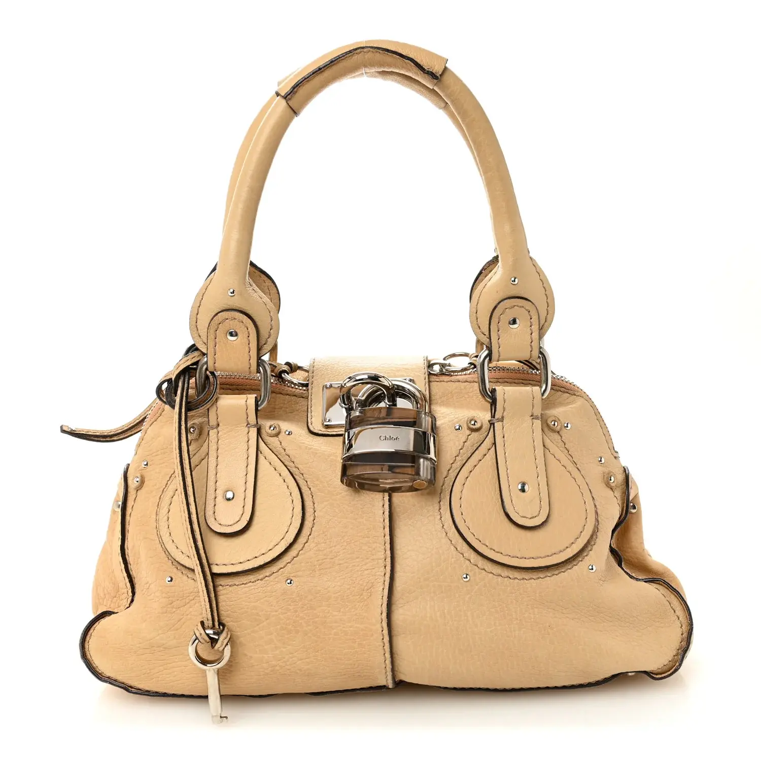 Pre-owned Chloé Leather Shoulder Bags Calfskin Medium Paddington Satchel Taupe